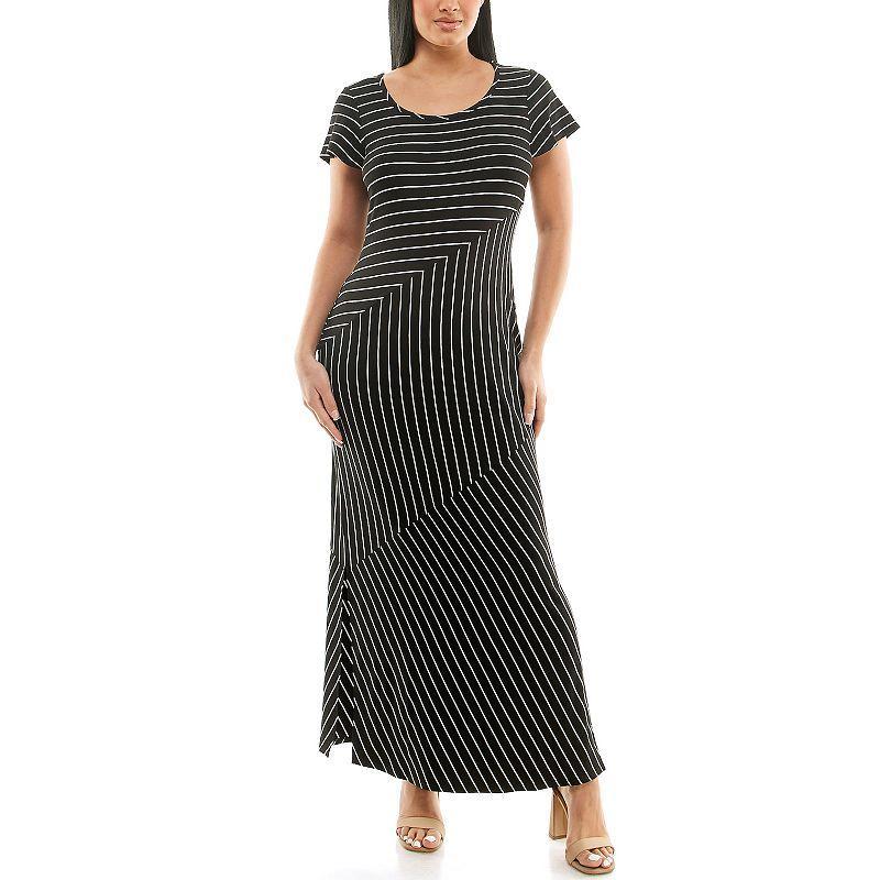 Womens Nina Leonard Scoopneck Stripe Maxi Dress Product Image