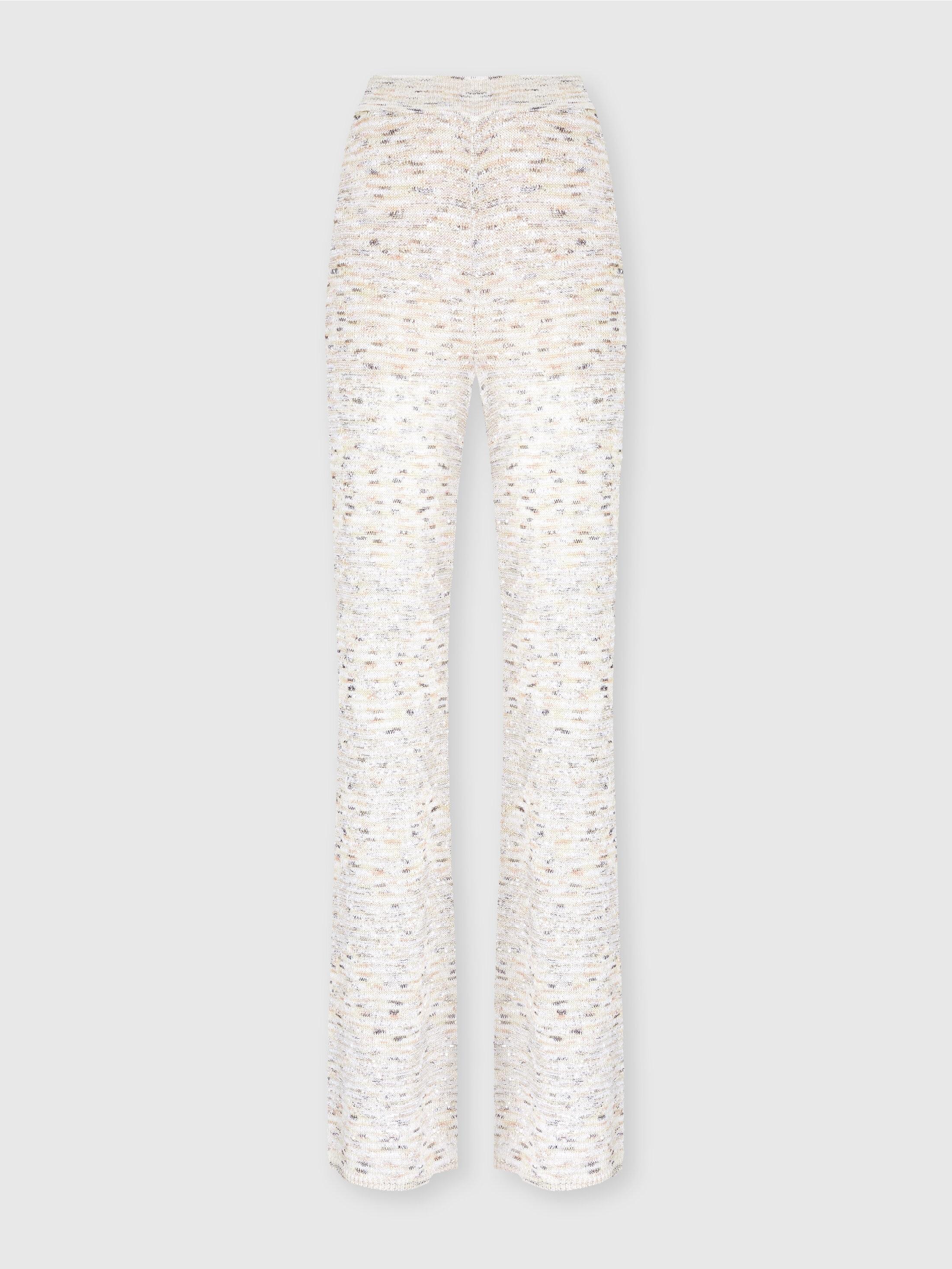 Flare trousers in slub knit with sequins Product Image