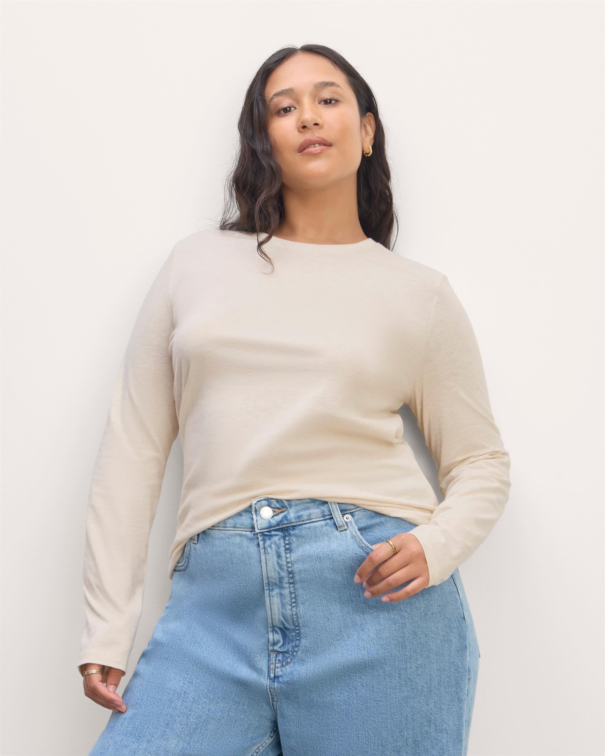 The Slim Long-Sleeve Crew in Essential Cotton Product Image