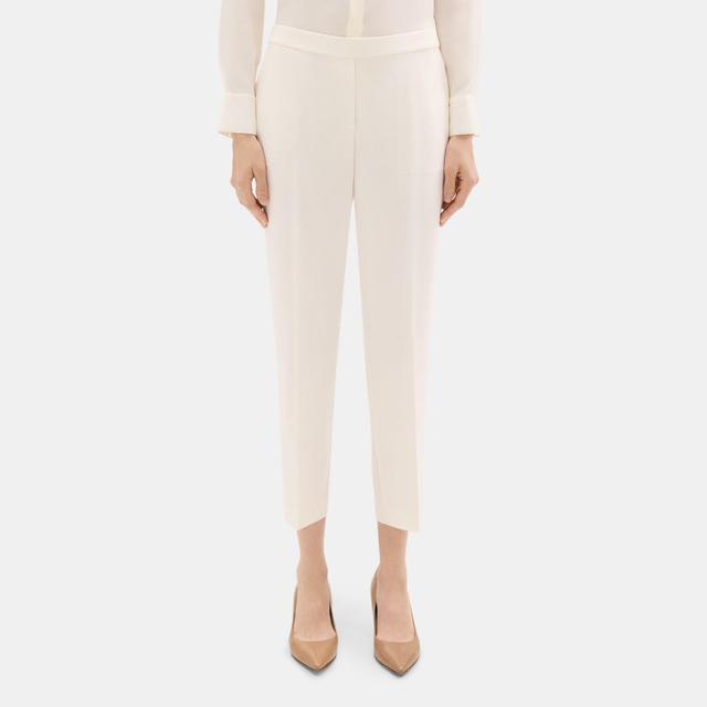 Crepe Cropped Slim Pull-On Pant | Theory Outlet Product Image