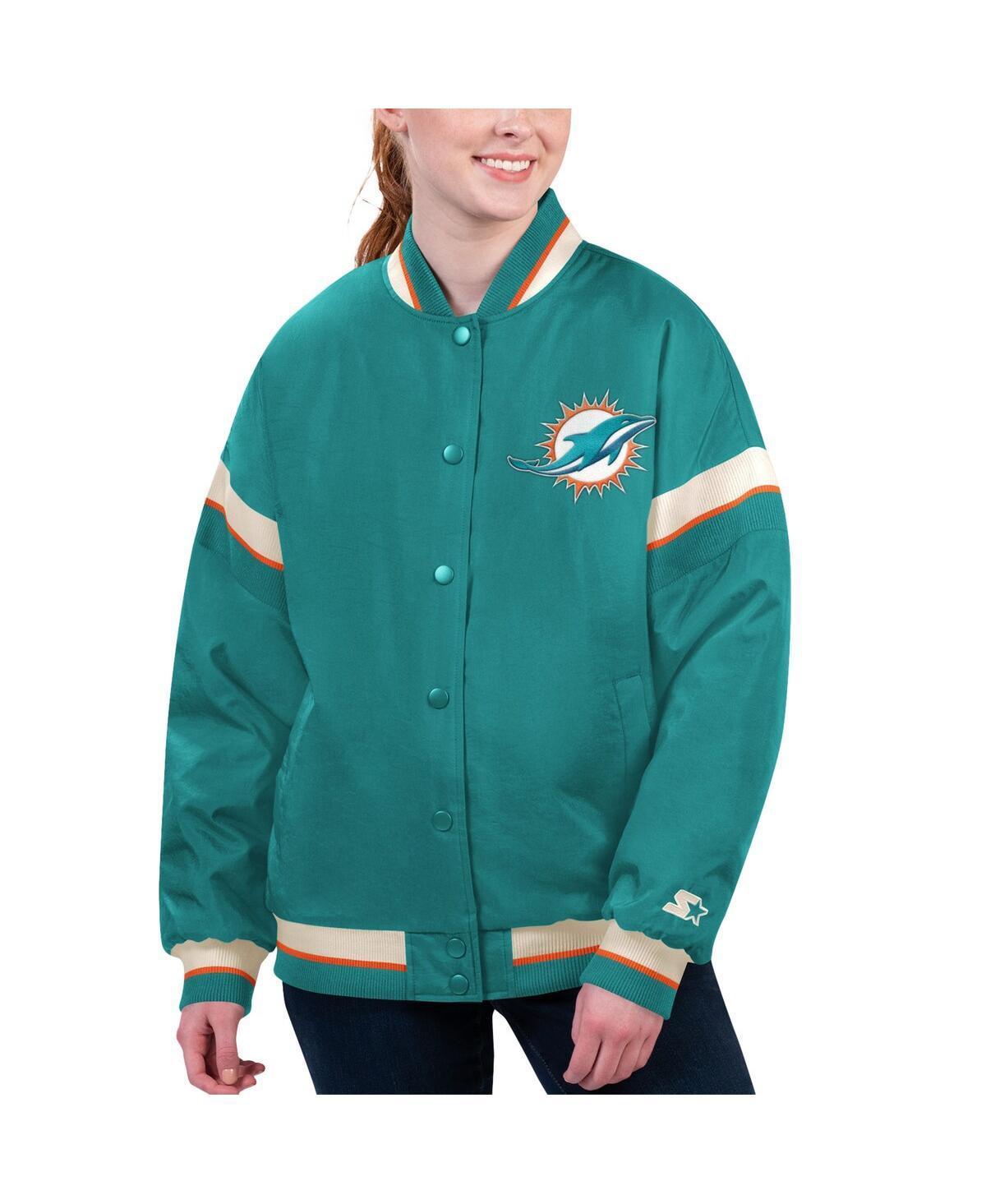 Womens Starter Aqua Miami Dolphins Tournament Full-Snap Varsity Jacket Product Image