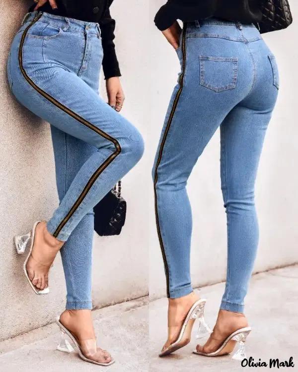 Olivia Mark – High waisted skinny jeans with zip product image