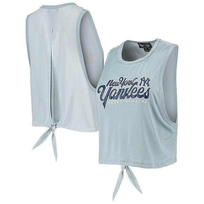 Womens The Wild Collective Light Blue New York Yankees Open Back Twist-Tie Tank Top Product Image