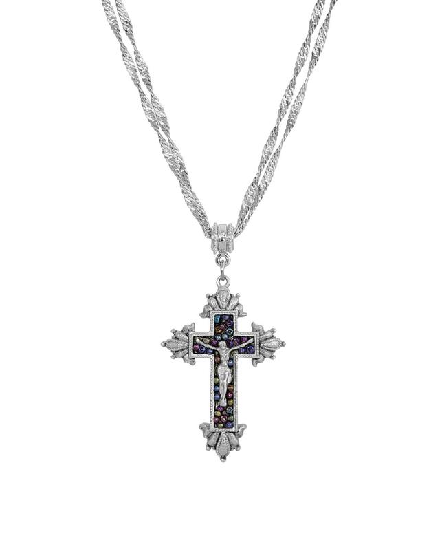 Symbols of Faith Crucifix with Purple Seed Bead Necklace, Womens, Multi Product Image