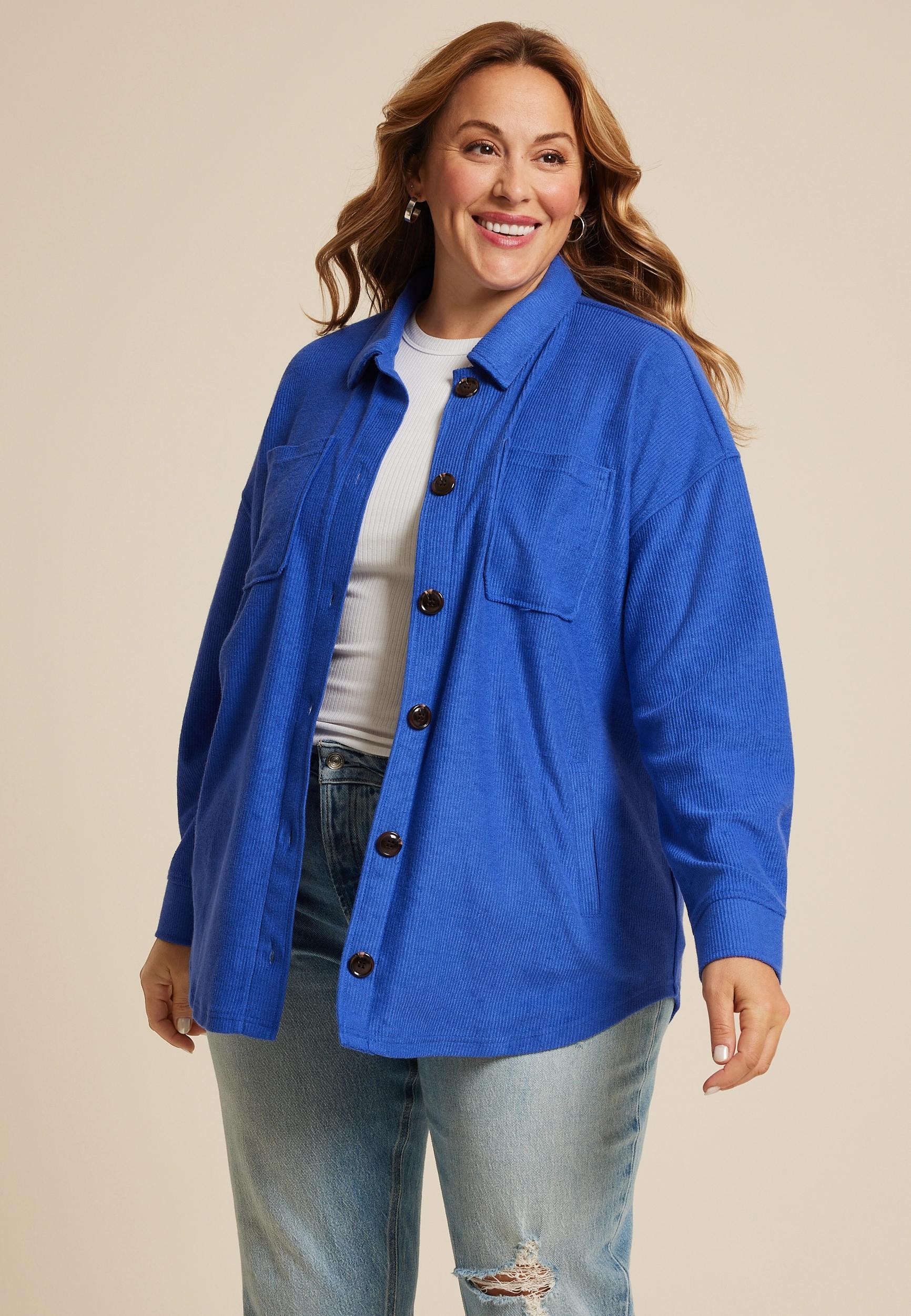 Maurices Plus Size Womens Collegiate Textured Shacket Size 4X Product Image