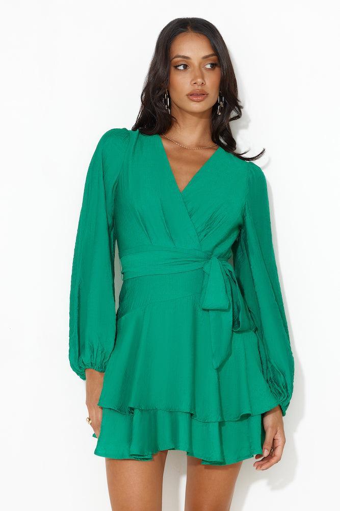 Meet Downtown Long Sleeve Mini Dress Green product image