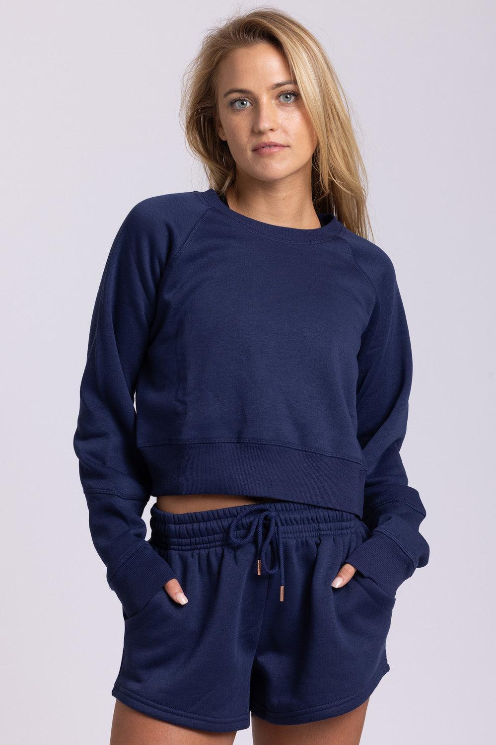 Brynn Cropped Fleece Crewneck - Shadow Female Product Image