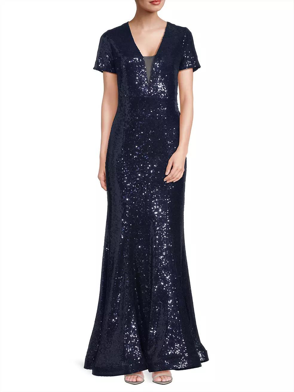 Sequined Fit & Flare Gown Product Image