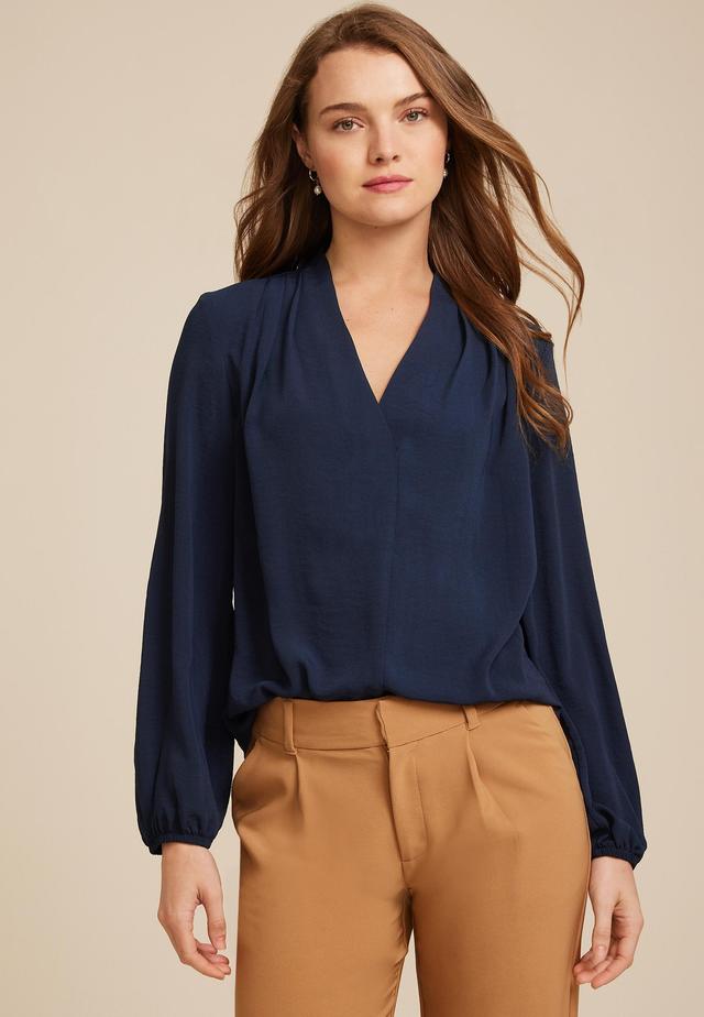 Wrap Front Long Sleeve Blouse Product Image