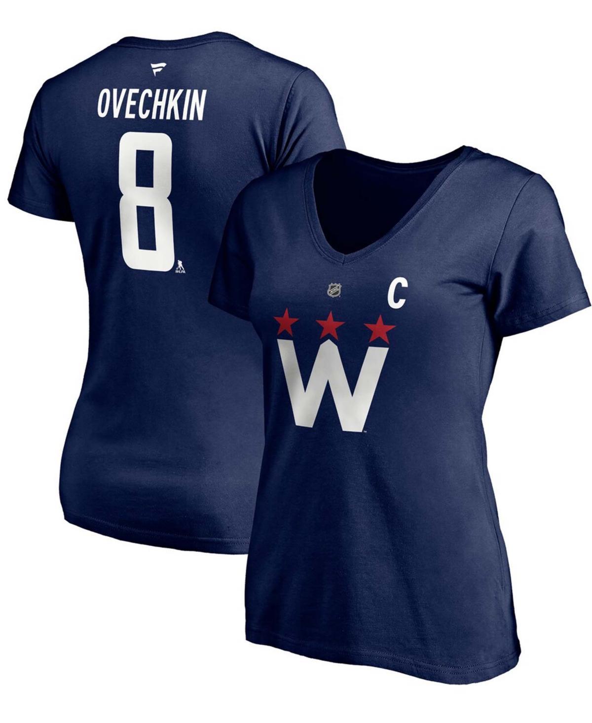 Womens Fanatics Branded Alexander Ovechkin Washington Capitals 2020/21 Alternate Authentic Stack Name & Number V-Neck T-Shirt Blue Product Image