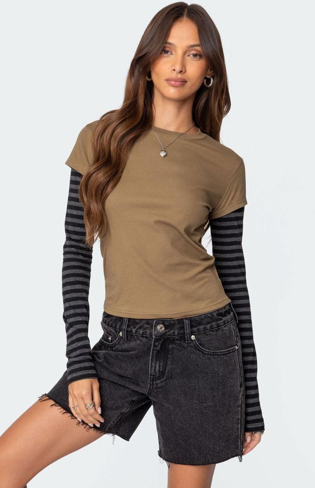 Edikted Women's Eliana Layered Long Sleeve T-Shirt Product Image