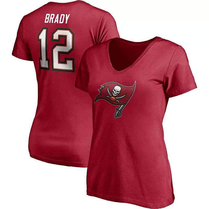 Womens Fanatics Branded Tom Brady Tampa Bay Buccaneers Player Icon Name & Number V-Neck T-Shirt Product Image