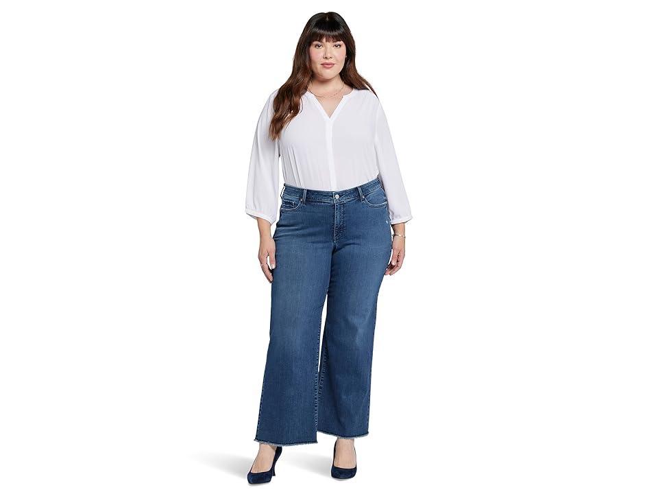 NYDJ Plus Size Teresa Wide Leg Ankle Fray Hems in Riverwalk (Riverwalk) Women's Jeans Product Image