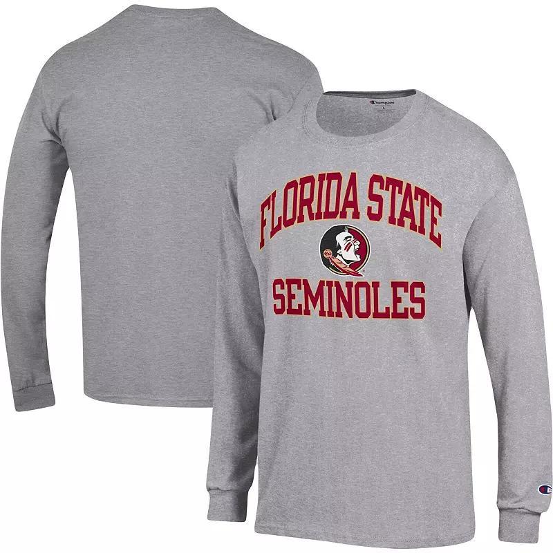 Mens Champion Heather Gray Florida State Seminoles High Motor Long Sleeve T-Shirt Product Image