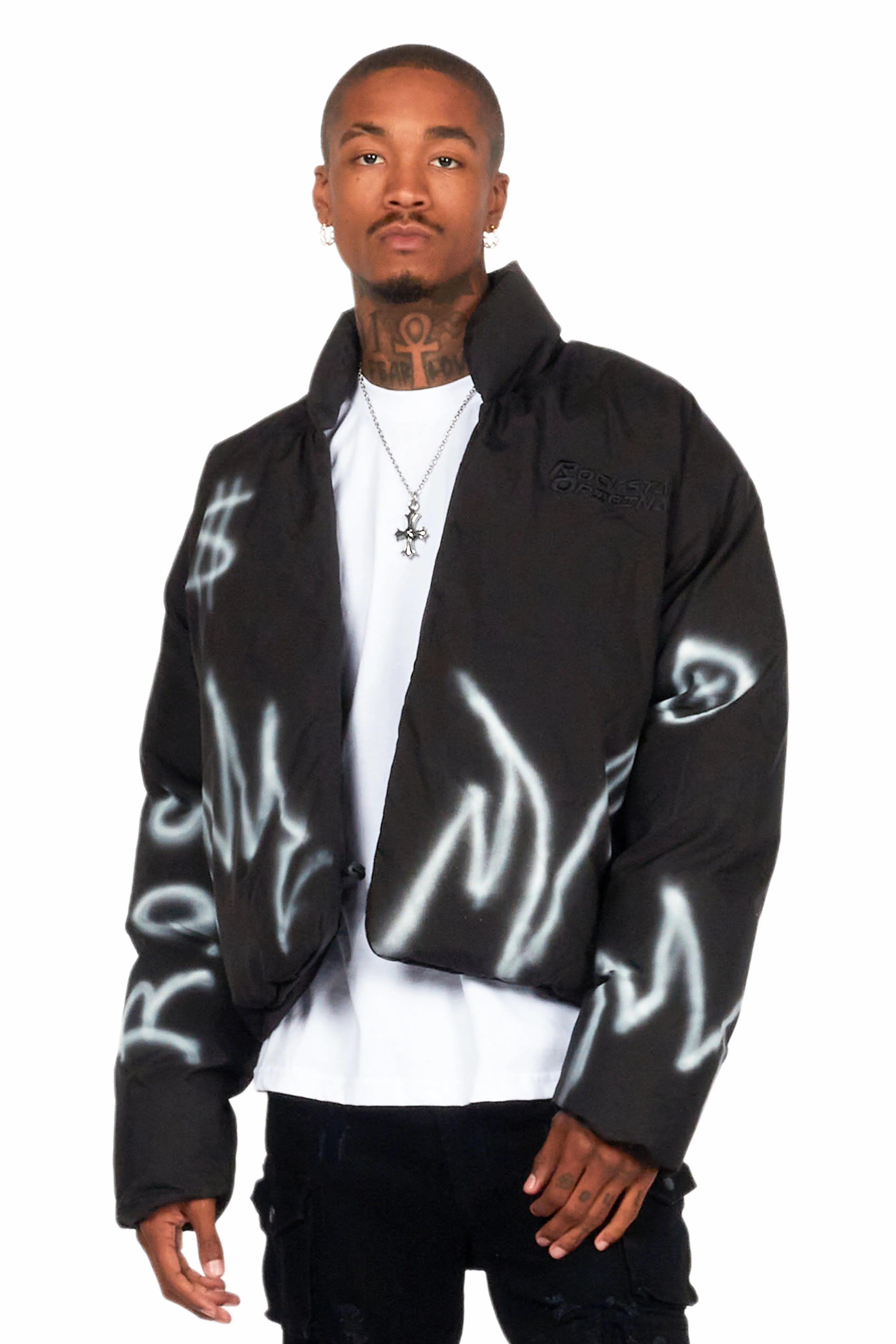 Madok Black Graphic Puffer Jacket Male Product Image