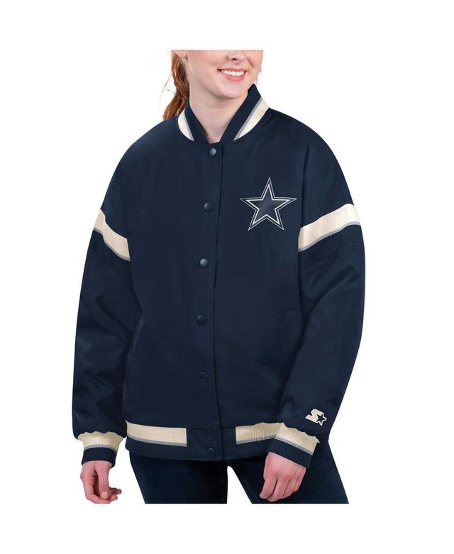 Womens Starter Dallas Cowboys Tournament Full-Snap Varsity Jacket Blue Product Image