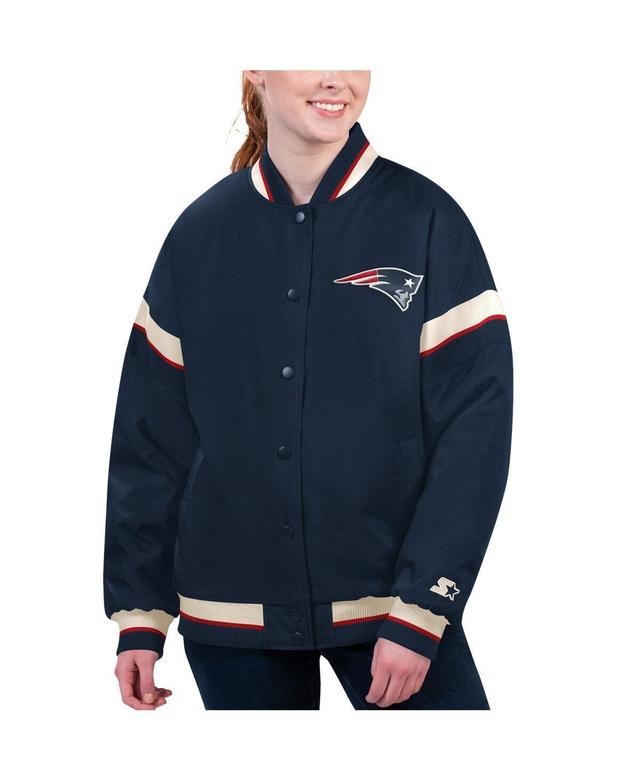 Starter Womens Navy New England Patriots Tournament Full-Snap Varsity Jacket - Navy Product Image