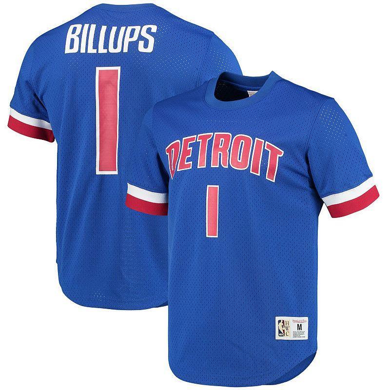 Mens Mitchell & Ness Chauncey Billups Blue Detroit Pistons 2003 Mesh Name & Number T-Shirt Product Image