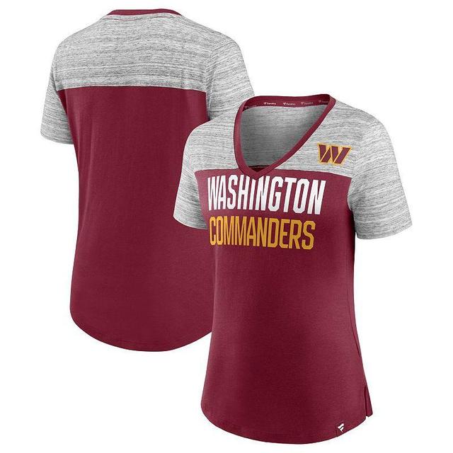 Womens Fanatics Branded Burgundy/Heathered Gray Washington Commanders Close Quarters V-Neck T-Shirt Product Image