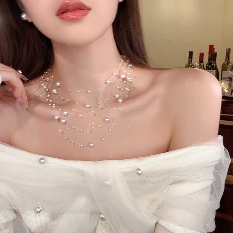 Faux Pearl Layered Necklace Product Image