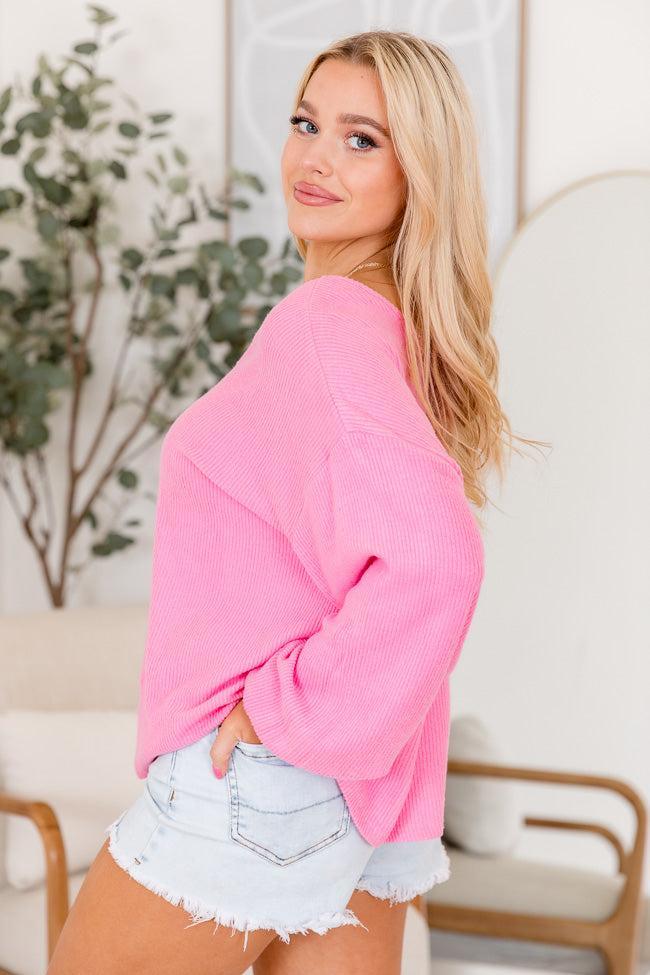 All That You Need Pink Oversized Brushed Rib Top Product Image