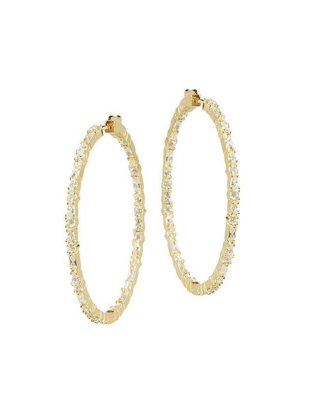 Womens Emmons 14K-Gold-Vermeil & Crystal Inside-Out Hoops Product Image