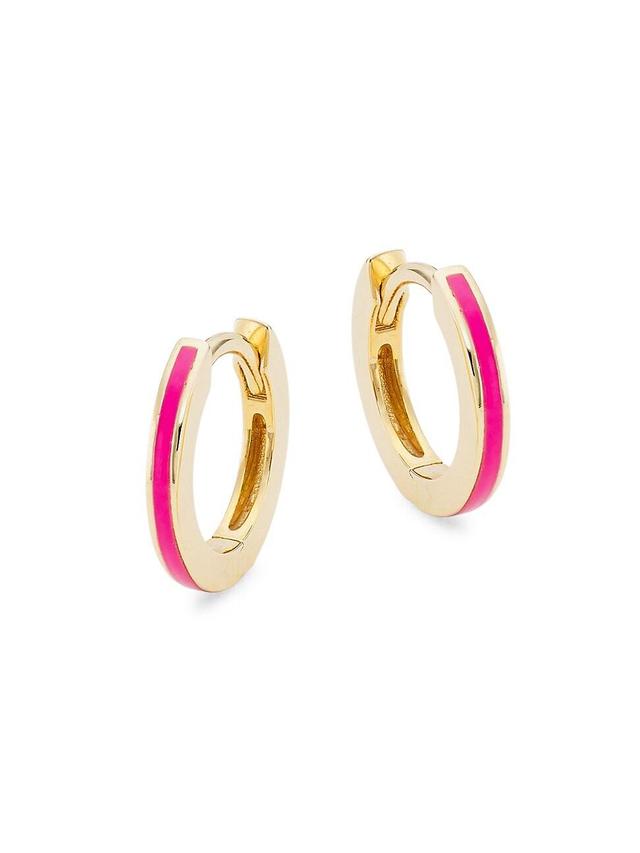 Womens Kat 14K Yellow Gold & Enamel Huggie Hoop Earrings Product Image