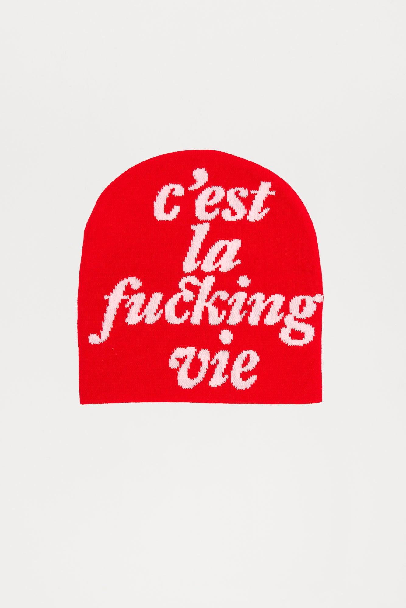 C'est La Vie Beanie - Red/combo Product Image