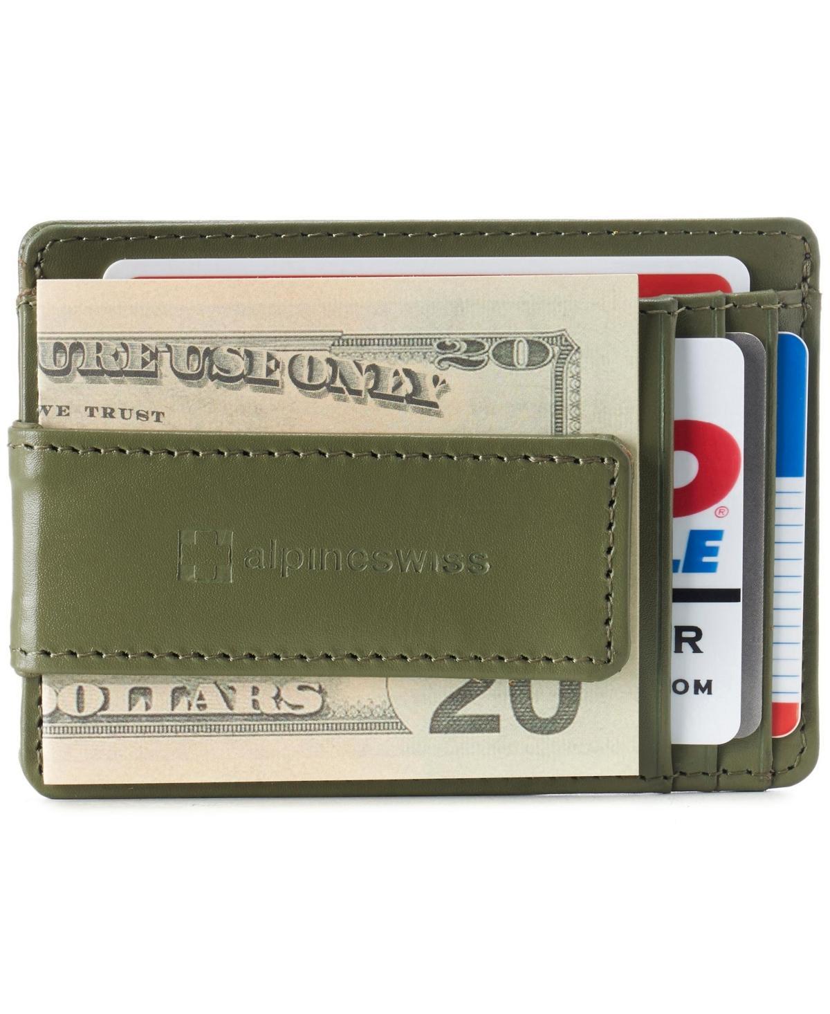 Alpine Swiss Mens Rfid Minimalist Money Clip Front Pocket Wallet Slim Id Holder - Olive Product Image