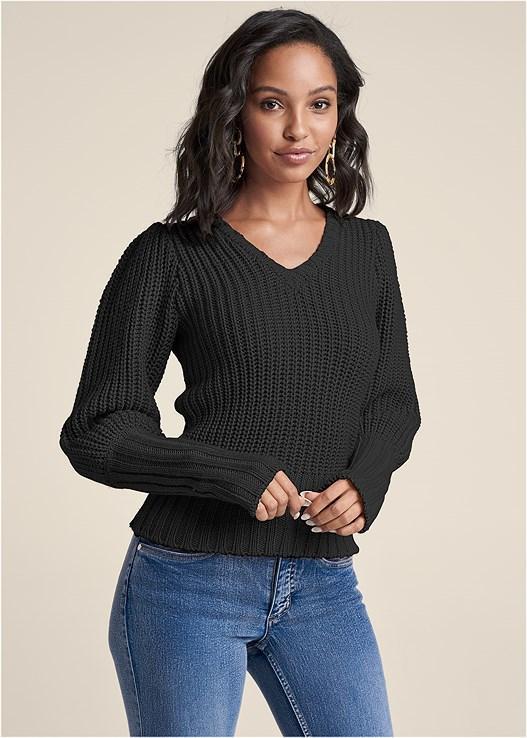 Ribbed V-Neck Sweater product image