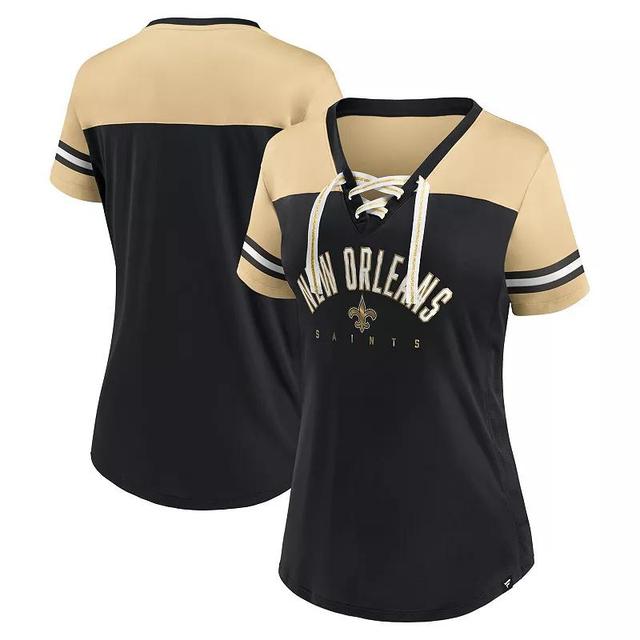 Womens Fanatics Branded /Vegas Gold New Orleans Saints Blitz & Glam Lace-Up V-Neck Jersey T-Shirt Product Image