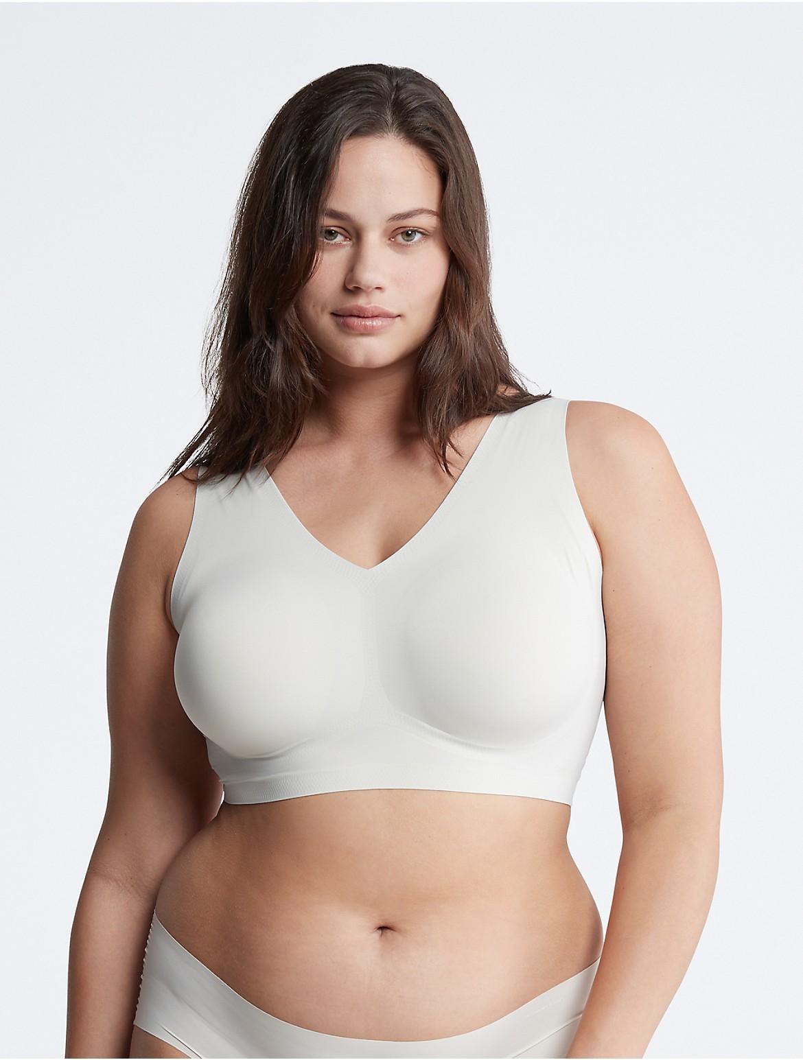 Calvin Klein Women's Invisibles Plus Lightly Lined Comfort V-Neck Bralette - White - 1X Product Image