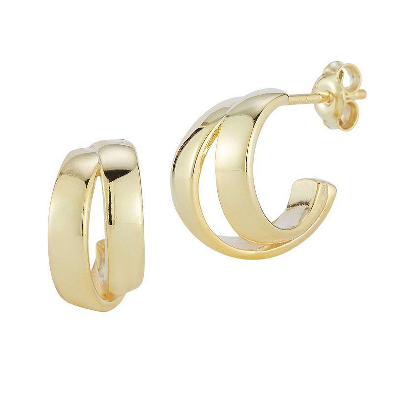 Sunkissed Sterling Double Ring Huggie Hoop Earrings, Womens, Gold Tone Product Image