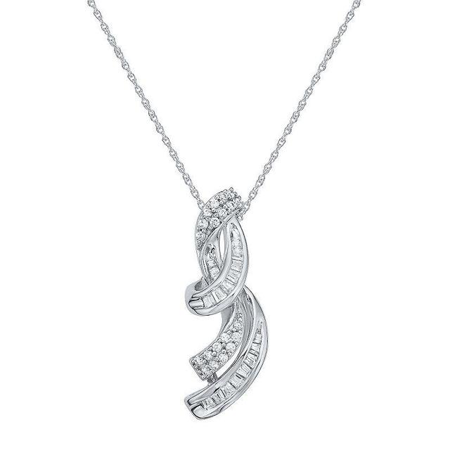 Together As One 10k Gold 1/4 Carat T.W. Diamond Swirl Pendant Necklace, Womens 10k White Gold Product Image