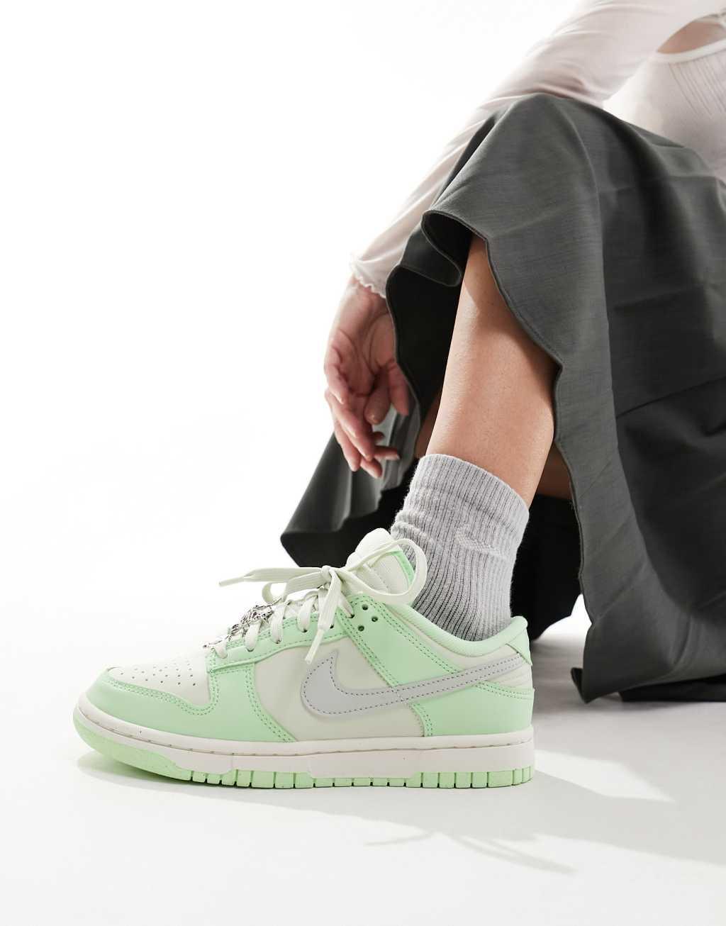 Nike Dunk Low NN premium sneakers in light green and ivory Product Image