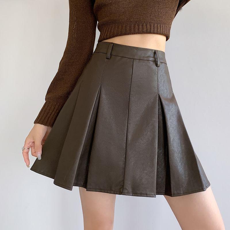 High Waist Plain Mini A-Line Skort Product Image