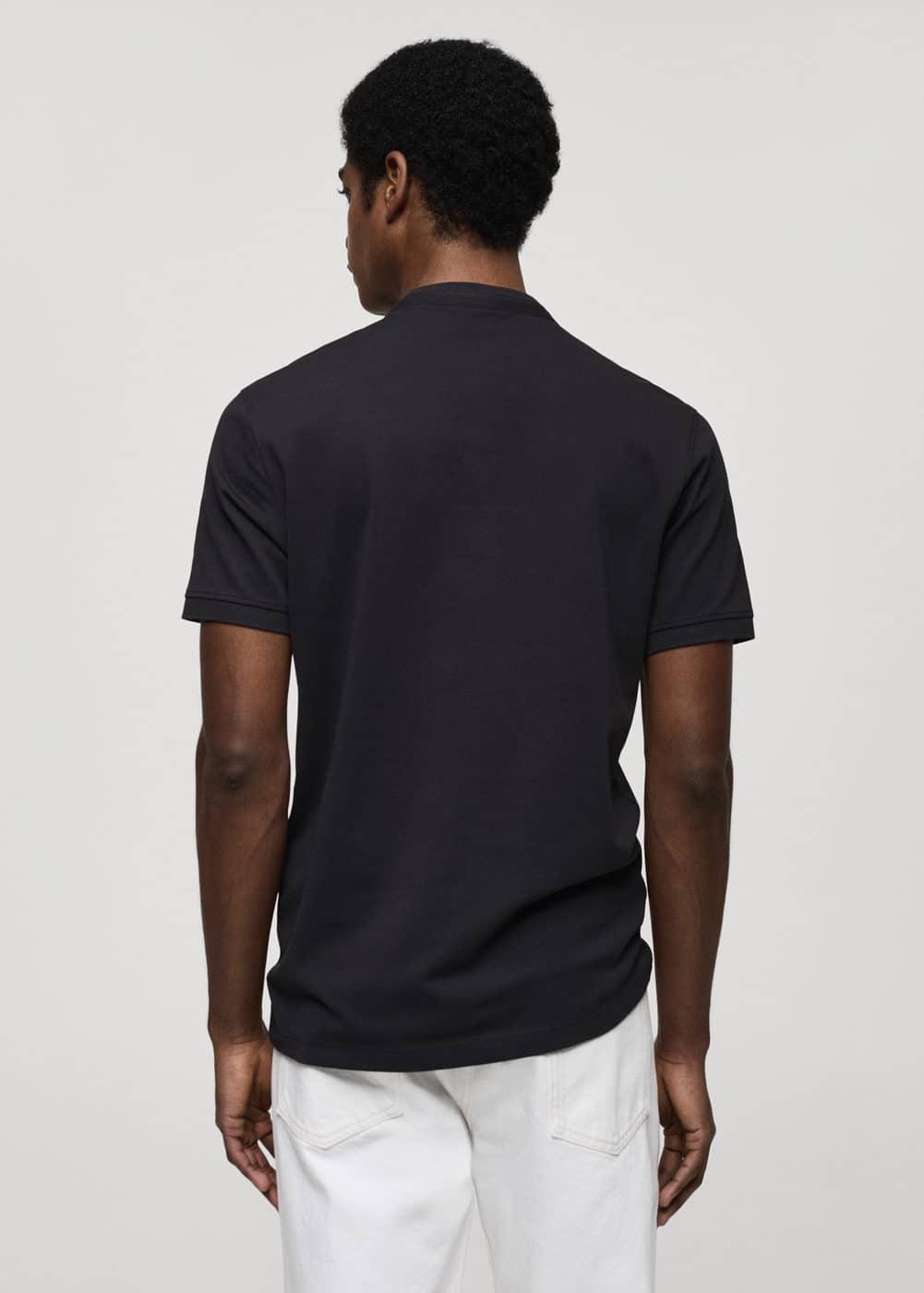 MANGO MAN - Cotton pique polo shirt with mao collar dark navyMen Product Image