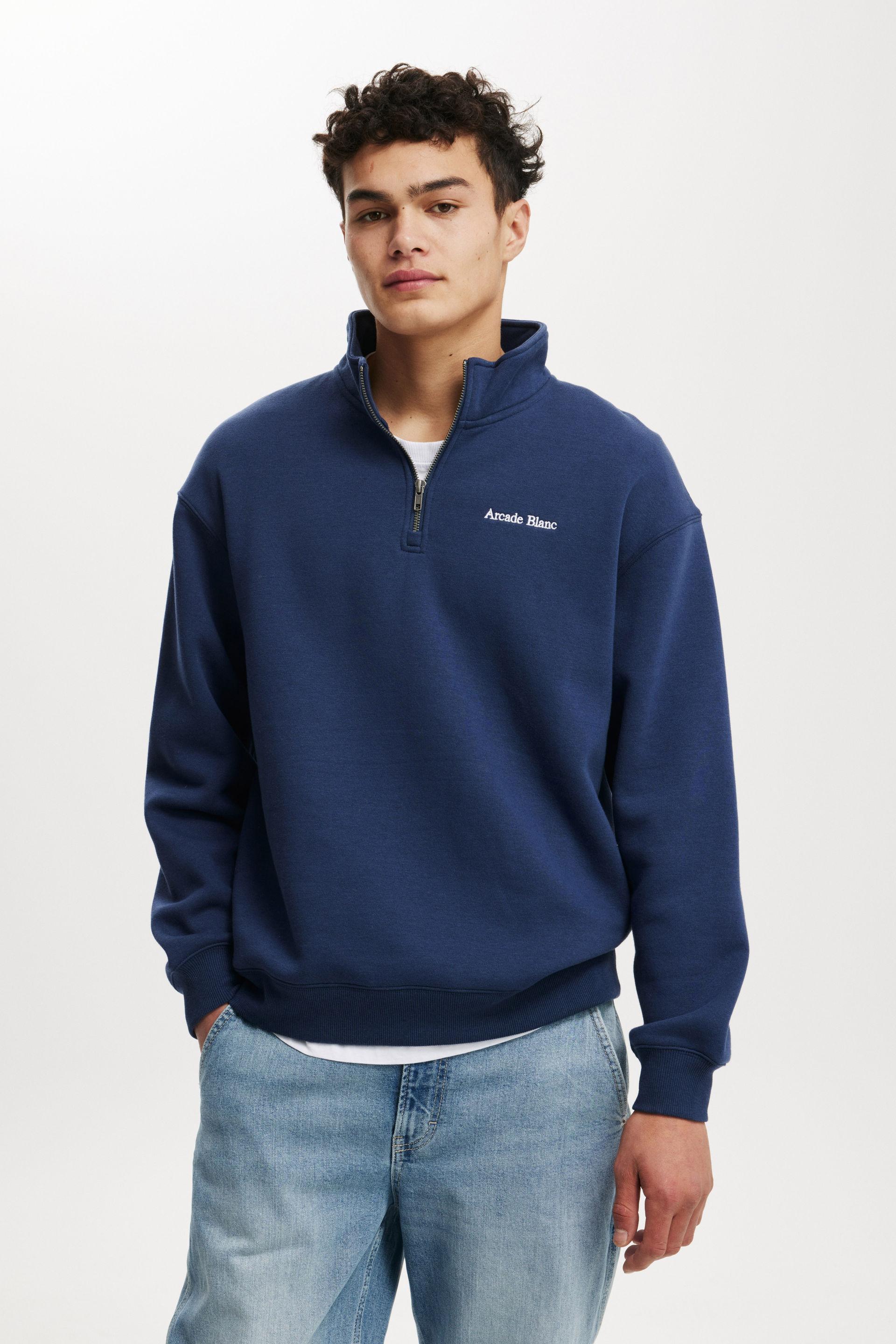 Cotton On Men - Graphic 1/4 Zip Fleece - Indigo / arcade blanc Product Image