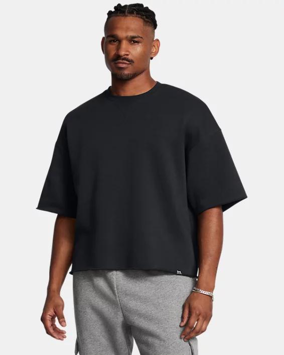 Under Armour Mens Under Armour Icon Fleece Short Sleeve Crew - Mens Black/Mod Grey Product Image