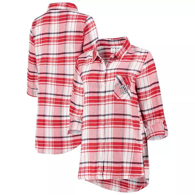 Womens Concepts Sport /Navy Washington Nationals Accolade Flannel Nightshirt Product Image