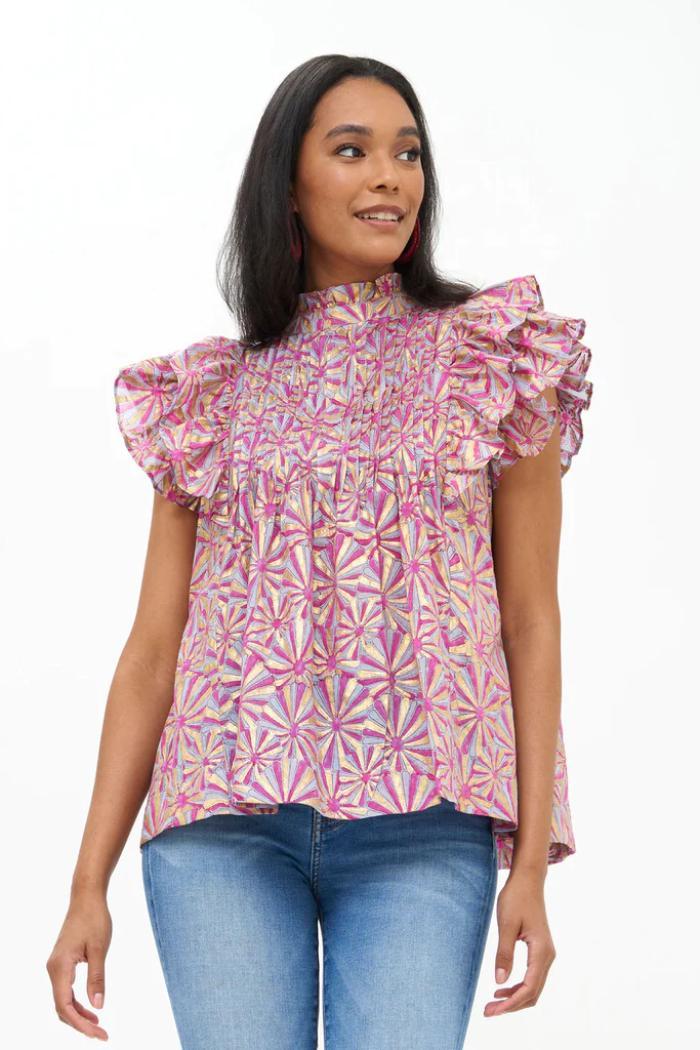 Pintuck Ruffle Top Product Image