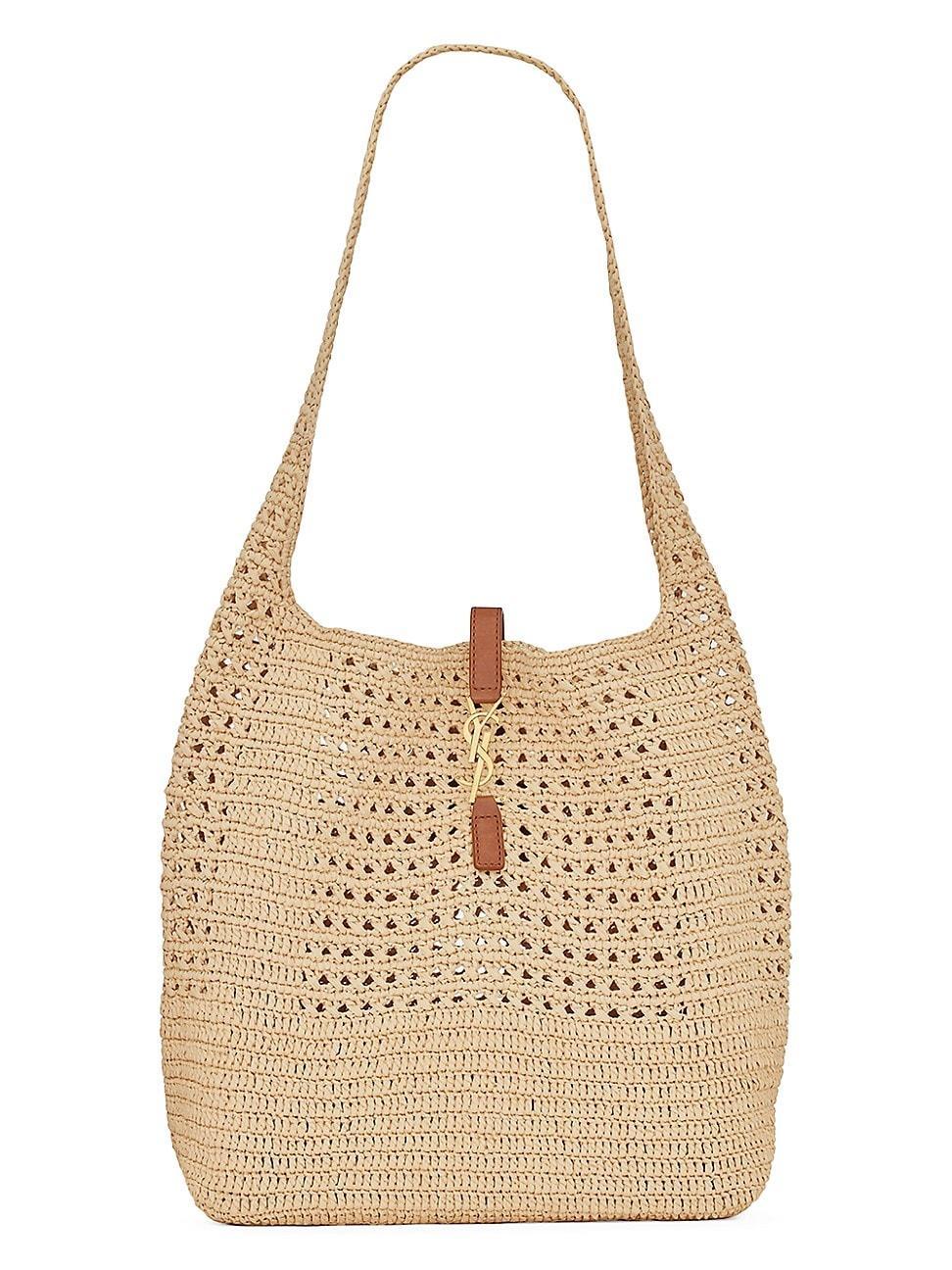 Saint Laurent - Ysl-plaque Faux-raffia Crochet Tote Bag - Womens - Cream Product Image