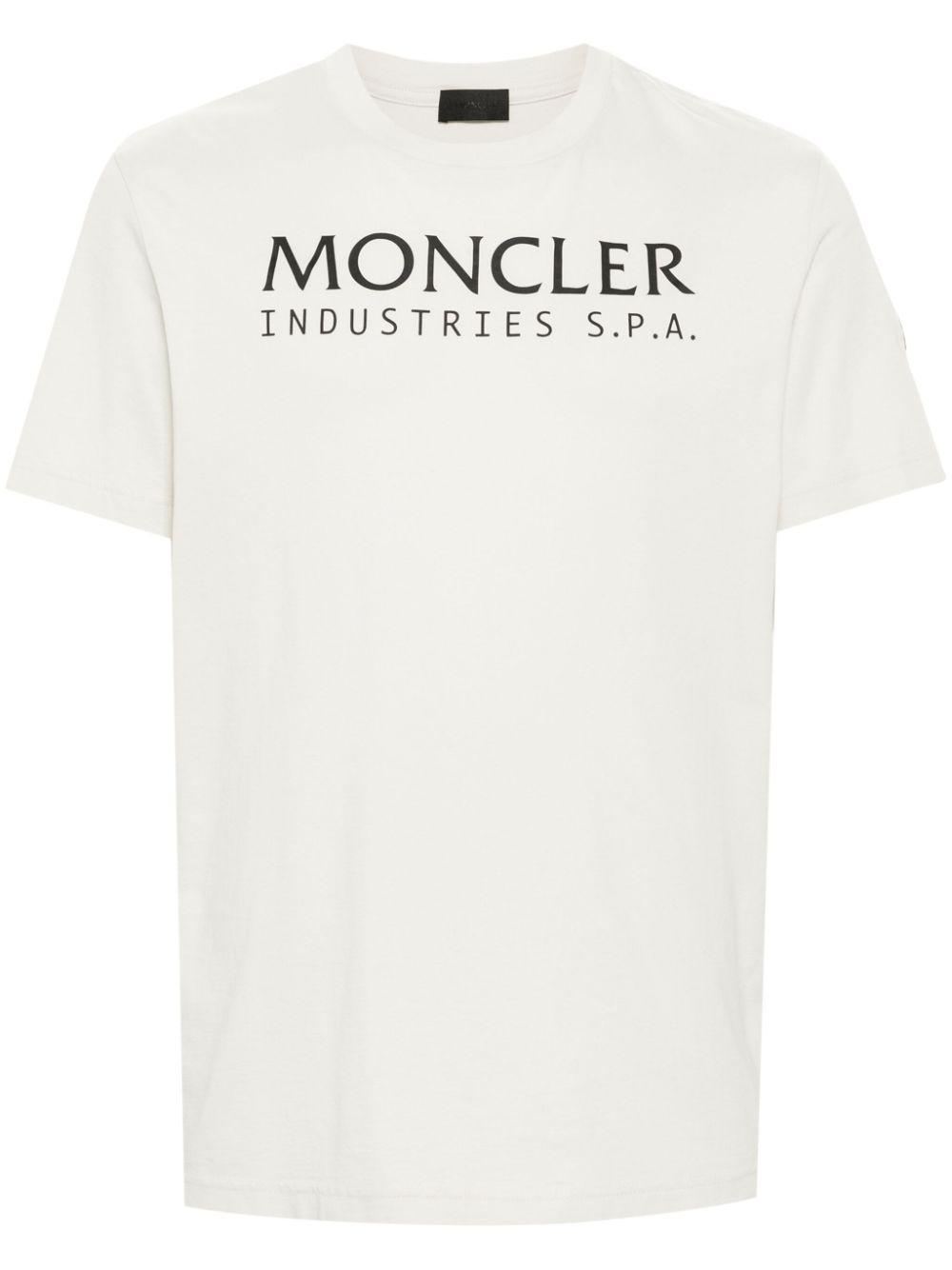 MONCLER Mens White Brand-print Regular-fit Cotton-jersey T-shirt Product Image