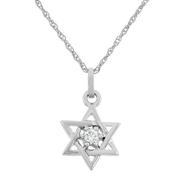 Diamond Accent 10k White Gold Star of David Pendant Necklace, Womens Product Image