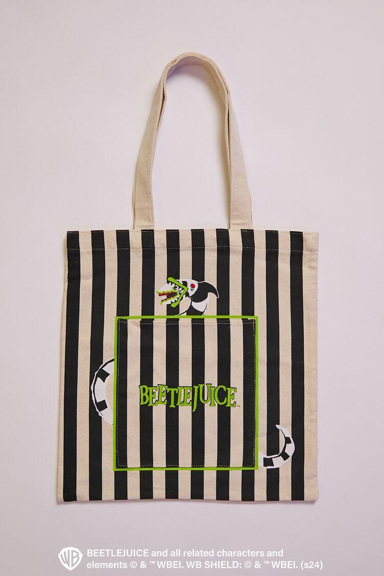 Beetlejuice Beetlejuice Striped Tote Bag | Forever 21 Product Image