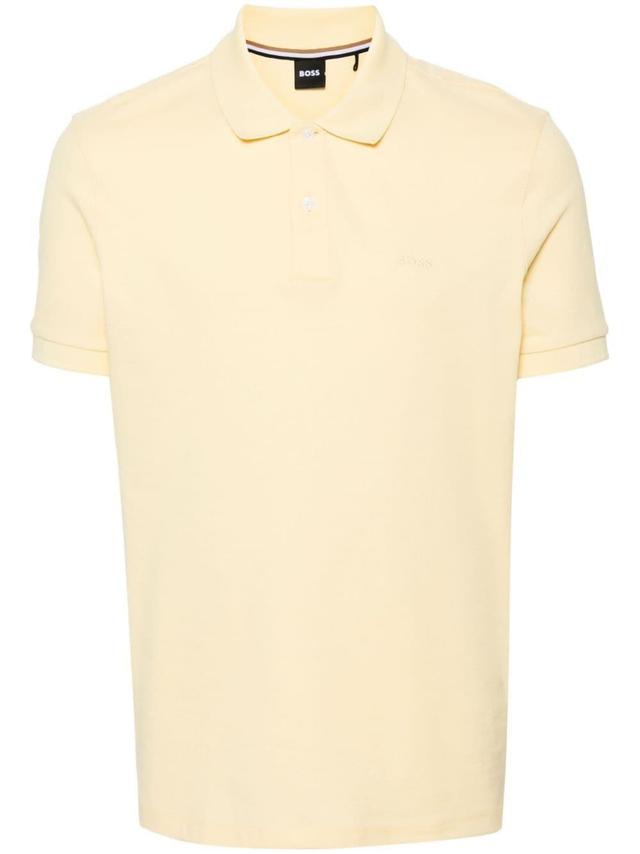 Logo-embroidered Cotton Polo Shirt In Yellow Product Image