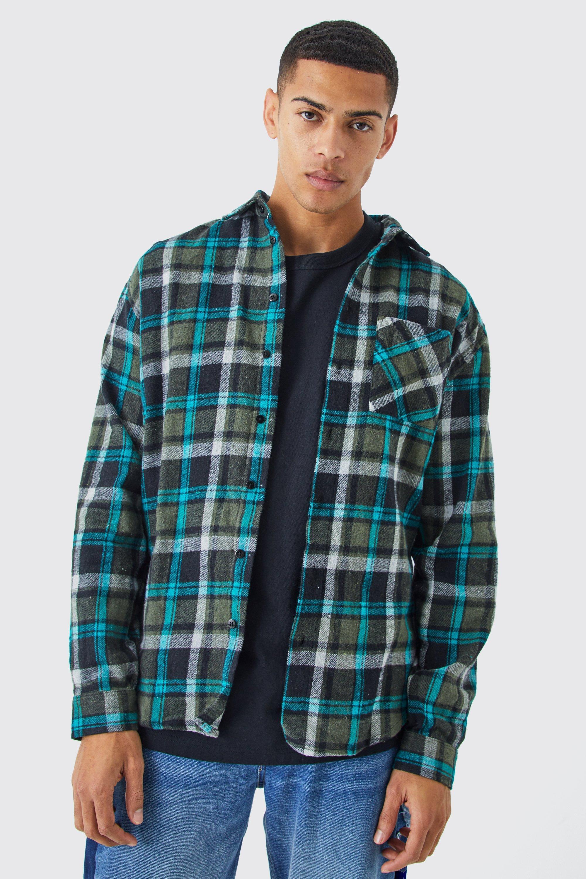 Heavy Weight Plaid Overshirt | boohooMAN USA Product Image