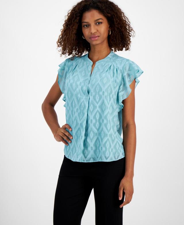 Women's Flutter-Sleeve Split-Neck Top Product Image