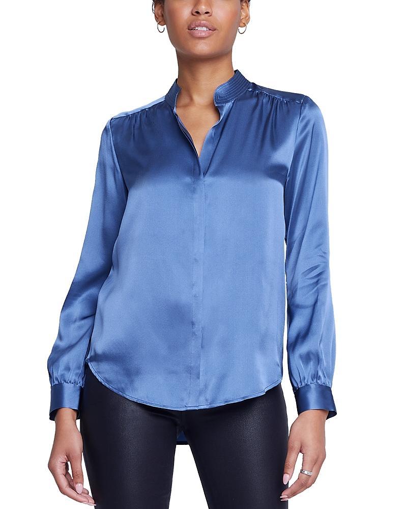 LAgence Bianca Silk Banded Collar Blouse Product Image