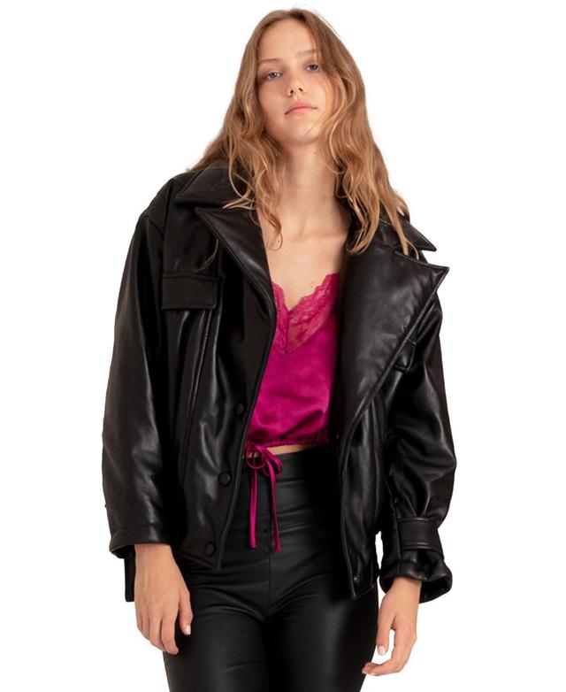 Women Love Drunk Leather Bomber Jacket Product Image